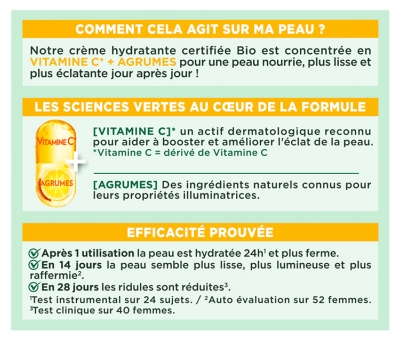 Garnier SkinActive Vitamine C Crème Hydratante Éclat Quotidien Bio 50 ml
