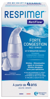 Laboratoire de la Mer Respimer NetiFlow Kit d'Irrigation Nasale 1 Dispositif + 6 Sachets
