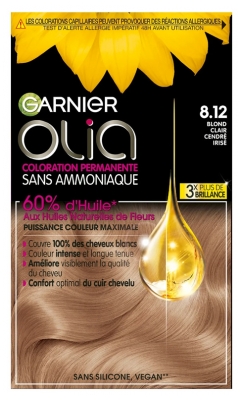 Garnier Olia Trwała Farba do Włosów bez Amoniaku 120 g - Kolor: 8.12 Opalizuj?cy jasny popielaty blond Garnier Olia Trwała Farba do Włosów bez Amoniaku 120 g - Kolor: 8.12 Opalizuj?cy jasny popielaty blond