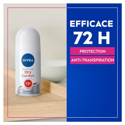Nivea Dry Comfort Dual Protect Déodorant Anti-Transpirant 72H Roll-On 50 ml