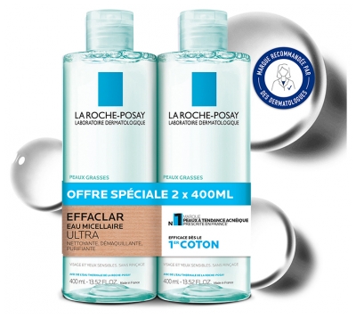 La Roche-Posay Effaclar Eau Micellaire Ultra Peaux Grasses Lot 2 x 400 ml