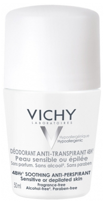 Vichy Déodorant Anti-Transpirant 48H Peaux Sensibles ou Epilées Roll-On Lot de 2 x 50 ml