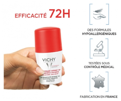 Vichy Détranspirant Intensif 72H Transpiration Excessive Lot de 2 x 50 ml