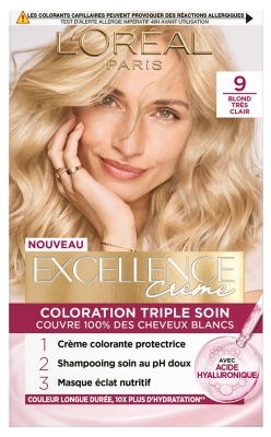 L'Oréal Paris Excellence Cream Triple Care Colour 192 ml - Kolor: 9 Bardzo jasny blond L'Oréal Paris Excellence Cream Triple Care Colour 192 ml - Kolor: 9 Bardzo jasny blond