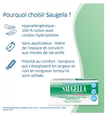 Saugella Cotton Touch 16 Tampons Hygiéniques Super
