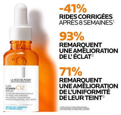 La Roche-Posay Pure Vitamin C12 Sérum Anti-Rides 30 ml + Anthelios UVmune 400 Fluide Invisible SPF50+ Sans Parfum 15 ml Offert