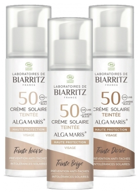 Laboratoires de Biarritz Alga Maris High Protectin Tinted Sunscreen Face SPF50 Organic 50ml - Colour: Ivory