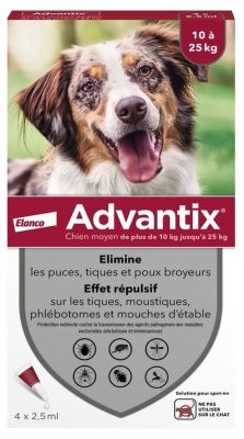 Advantix Medium Dogs 10-25 kg 4 Pipettes Advantix Medium Dogs 10-25 kg 4 Pipettes