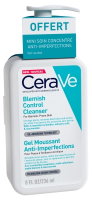 CeraVe Gel Moussant Anti-Imperfections 236 ml + Soin Concentré Anti-Imperfections 3 ml Offert