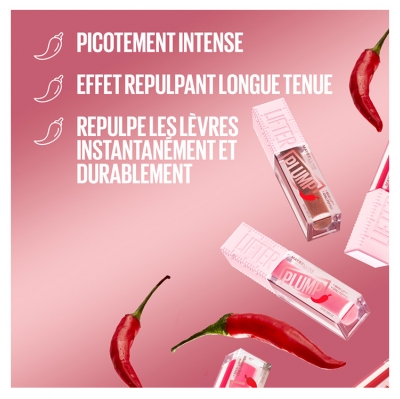 Maybelline New York Lifter Plump Gloss Effet Volume 5,4 ml - Teinte : 005 Peach Fever