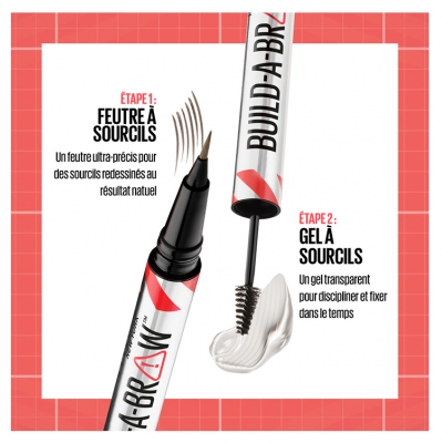 Maybelline New York Build-A-Brow 2en1 Feutre à Sourcils Gel Fixateur 10 ml