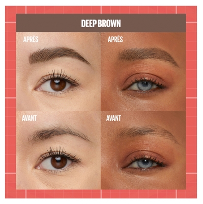 Maybelline New York Build-A-Brow 2en1 Feutre à Sourcils Gel Fixateur 10 ml - Teinte : 260 Deep Brown