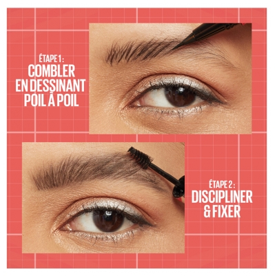 Maybelline New York Build-A-Brow 2en1 Feutre à Sourcils Gel Fixateur 10 ml - Teinte : 260 Deep Brown