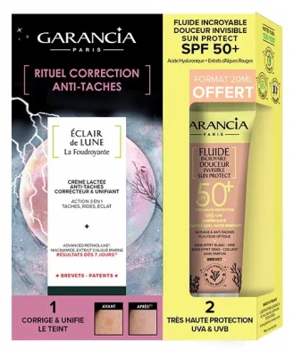 Garancia Eclair de Lune La Foudroyante Anti-Spot Cream 30ml + Incroyable Gentle Fluid SPF50+ 20 ml Free Garancia Eclair de Lune La Foudroyante Anti-Spot Cream 30ml + Incroyable Gentle Fluid SPF50+ 20 ml Free
