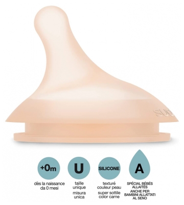 Suavinex Zero.Zero Tétine Spéciale Biberons 0 Mois et + 2 Tétines