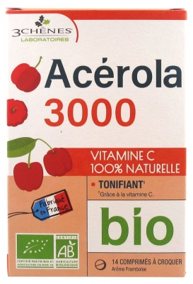 Les 3 Chênes Acerola 3000 Organic 14 Tabletek do żucia Les 3 Chênes Acerola 3000 Organic 14 Tabletek do żucia