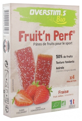 Overstims Fruit'n Perf Organic Fruit Paste 4 Bars - Smak: Truskawka Overstims Fruit'n Perf Organic Fruit Paste 4 Bars - Smak: Truskawka