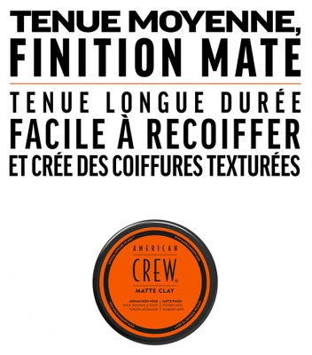 American Crew Matte Clay Pâte de Coiffage Tenue Moyenne à Forte 85 g