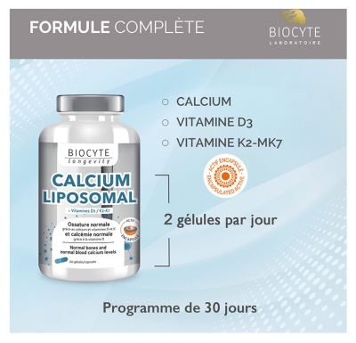 Biocyte Calcium Liposomal + Vitamines D3/K2 60 Gélules