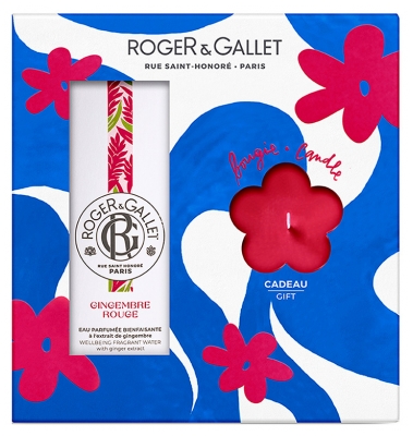 Roger & Gallet Gingembre Rouge Coffret Eau Parfumée Bienfaisante 100 ml + Bougie Parfumée 75 gr Offerte