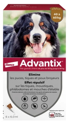 Advantix Big Dogs 40 to 60 kg 6 Pipettes Advantix Big Dogs 40 to 60 kg 6 Pipettes