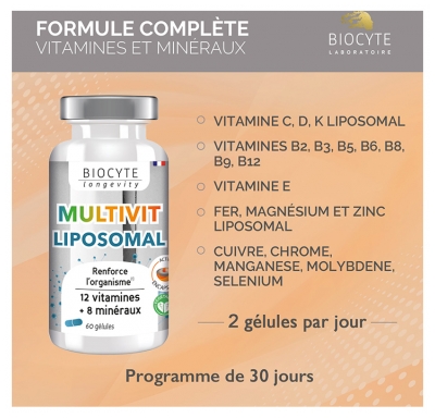 Biocyte Longevity Multivit Liposomal 60 Gélules
