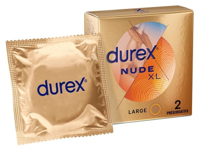 Durex Nude Extra Large XL 2 Condoms Durex Nude Extra Large XL 2 Condoms