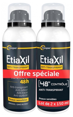 Etiaxil Deodorant Men Anti-Perspirant 48H Control Aerosol 2 x 150ml Etiaxil Deodorant Men Anti-Perspirant 48H Control Aerosol 2 x 150ml