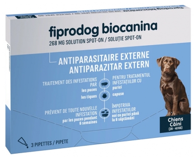Biocanina Fiprodog 268 mg Spot-On Solution Large Dogs 3 Pipety po 2,68 ml Biocanina Fiprodog 268 mg Spot-On Solution Large Dogs 3 Pipety po 2,68 ml