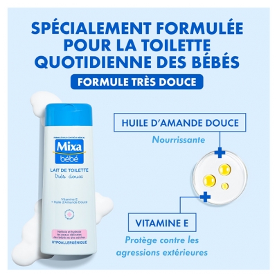 Mixa Bébé Lait de Toilette Très Doux Hypoallergénique 300 ml
