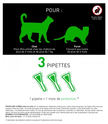 Frontline Combo Spot-On Cats and Ferrets 3 Pipettes