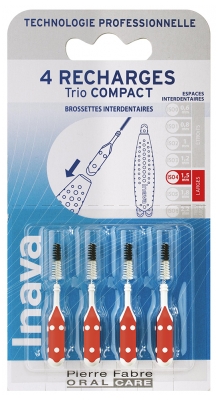 Inava Szczoteczki 4 Wkłady do Trio Compact - Rozmiar: ISO 1,5 mm