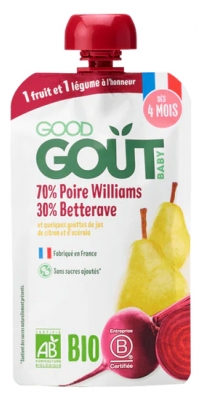 Good Goût Organic Williams Pear Beetroot From 4 Months 120 g Good Goût Organic Williams Pear Beetroot From 4 Months 120 g