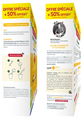 Superdiet Gelée Royale 1500 mg Miel Pollen Bio 20 Ampoules + 10 Ampoules Offertes