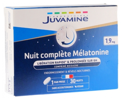 Juvamine Nuit Complète Mélatonine 1,9 mg 30 Tablets Bi-Couches Juvamine Nuit Complète Mélatonine 1,9 mg 30 Tablets Bi-Couches