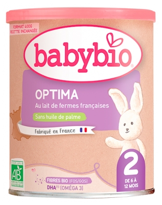 Babybio Optima 2 au Lait de Fermes Françaises de 6 à 12 Mois Bio 400 g Babybio Optima 2 au Lait de Fermes Françaises de 6 à 12 Mois Bio 400 g