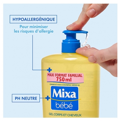 Mixa Bébé Gel Corps et Cheveux 2en1 750 ml
