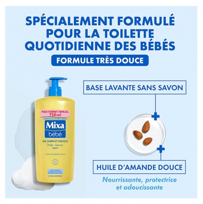 Mixa Bébé Gel Corps et Cheveux 2en1 750 ml