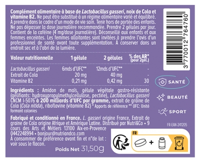 Nutri&Co Lactobacillus Gasseri et sa Noix de Cola 60 Gélules