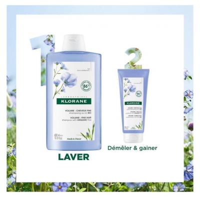Klorane Volume - Cheveux Fins Shampoing au Lin Bio 400 ml