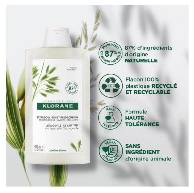 Klorane Extra-Doux - Tous Types de Cheveux Shampoing à l'Avoine 400 ml