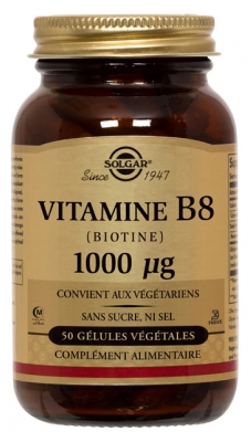Solgar Vitamin B8 (Biotine) 1000µg 50 Vegetable Capsules Solgar Vitamin B8 (Biotine) 1000µg 50 Vegetable Capsules