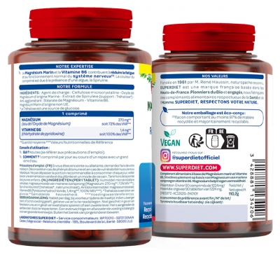 Superdiet Magnésium Marin + Vitamine B6 90 Comprimés