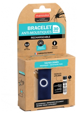 Manouka Kameleo Anti-Mosquitoes Wristband + Refill 6ml - Colour: Navy