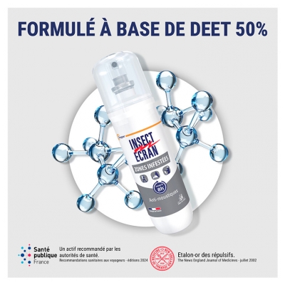 Insect Ecran Anti-Moustiques Spray Répulsif Peau Zones Infestées Lot de 2 x 100 ml