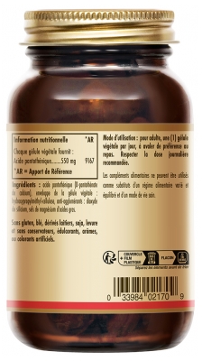 Solgar Vitamine B5 (Acide Pantothénique) 550 mg 50 Gélules Végétales