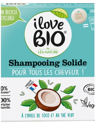 I Love Bio Organic Coconut Oil and Green Tea Solid Shampoo 65 g I Love Bio Organic Coconut Oil and Green Tea Solid Shampoo 65 g