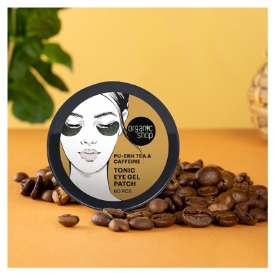 Organic Shop Hydrożelowe Tonizujące Płatki pod Oczy z Herbatą Pu-Erh i Kofeiną 60 Sztuk