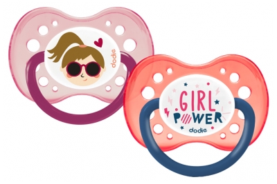 Dodie Dodie 2 Sucettes Anatomiques Silicone 18 Mois et + - Model: Girl Power N°A71 Dodie Dodie 2 Sucettes Anatomiques Silicone 18 Mois et + - Model: Girl Power N°A71