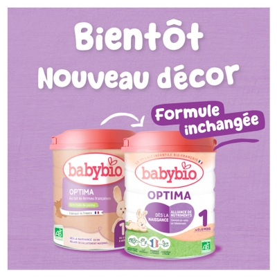 Babybio Optima 1 au Lait de Vache Français de 0 à 6 Mois Bio 800 g